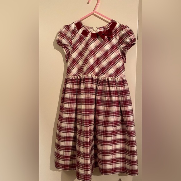 Gymboree Other - Gymboree Red and Cream Silk Plaid party Dress with Bow Girls size 8